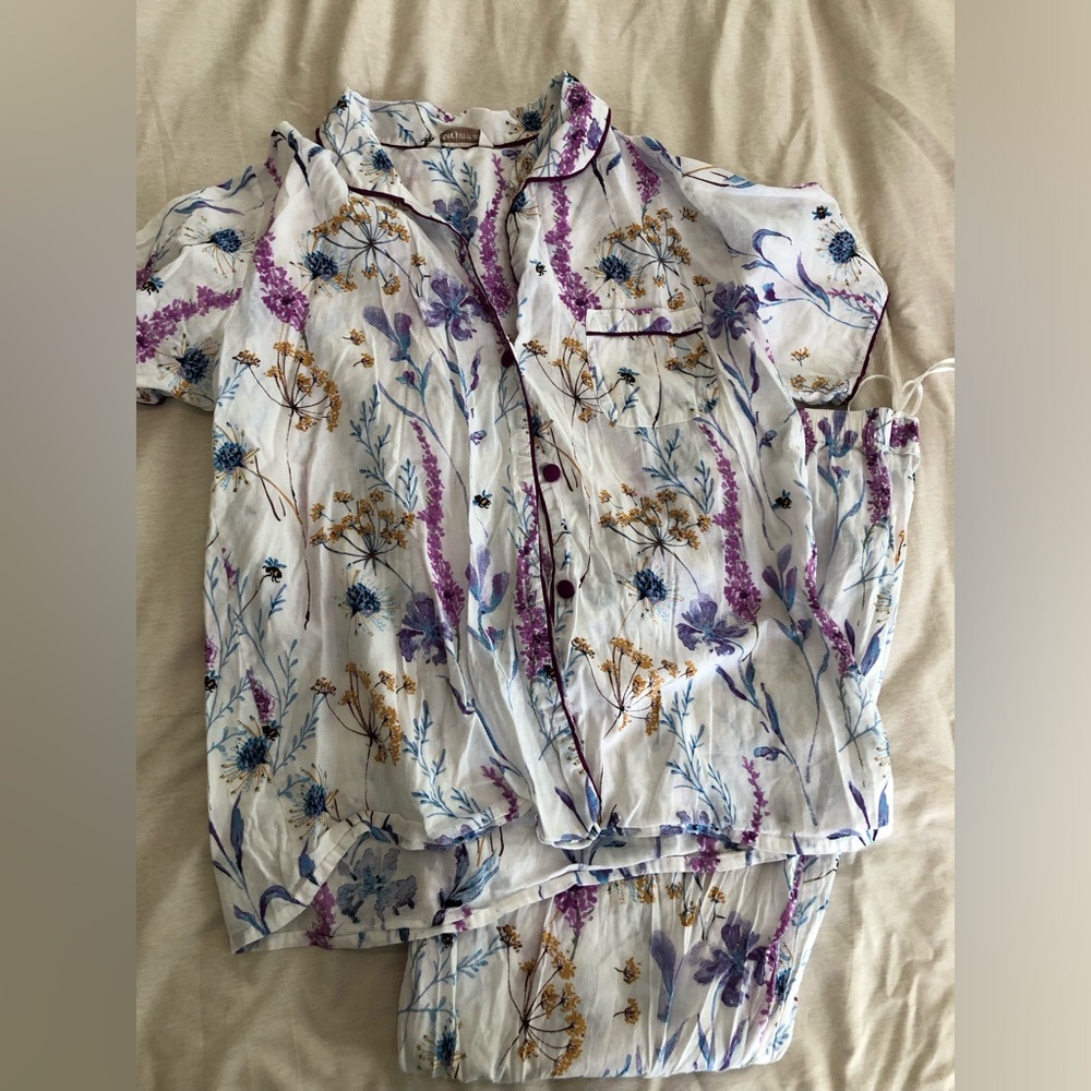 Cyber Jammies floral cotton modal pajama set EUC